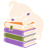 Schlafender Halloween Geist mit Büchern