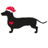 Schwarzer Dackel Herz Bollenhut
