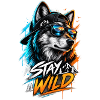 Stay Wild Wolf mit Sonnenbrille