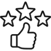 Top-bewertetes Daumen-hoch-Sterne-Liniensymbol