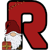 R mit Santa und Geschenk