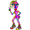 Farbenfrohe Neonfigur im Graffiti-Stil