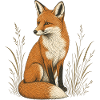 Fuchs Boho in Gräsern Illustration