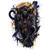 Panthère noire or et bleu