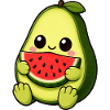 Süße Avocado Wassermelone Cartoon