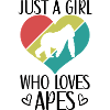 Affe Herz Silhouette Retro-Style