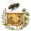 Honigwabenkranz mit Biene und Blüten
