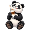 Süßer Panda mit Latte Macchiato