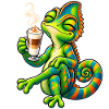 Süßes Chamäleon mit Latte Macchiato