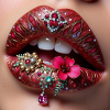 Vergoldeter Lippenschmuck blüht