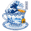 Japanische Welle in Teetasse Kunst
