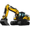 Gelbe Baumaschine Bagger