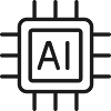 KI-Mikrochip-Liniensymbol