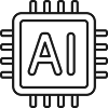 KI-Mikrochip-Liniensymbol