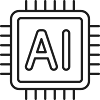 KI-Mikrochip-Liniensymbol