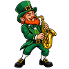 Leprechaun mit Saxophon
