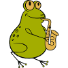 Frosch spielt Saxophon - Jazz Cartoon