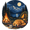 Hund beim Camping in den Bergen