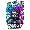 Eat Sleep Game Panda Neon