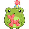 Kleiner Partyfrosch mit Ballonhund