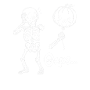 Skeleton Holding Balloon pumpkin Halloween