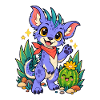 Kawaii Drache am Kaktusfreund