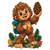Waldheld Yeti mit Pinienzapfen