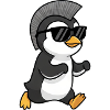 Pinguin Punk Irokese Sonnenbrille Cartoon