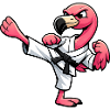 Flamingo Karate Kampfsport Cartoon