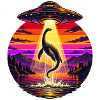 UFO-Strahl-Lochness-Monster Sonnenuntergangsneon
