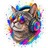 Katze Headphone cool Musik