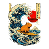 Capybara Surfer Große Welle Japan