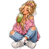 Mädchen mit Matcha Latte