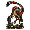Bunter Urvogel-Raptor auf Dunkel
