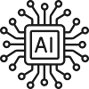 KI-Schaltkreis-Mikrochip-Liniensymbol