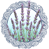 Lavendel in verzierten Rahmen Lavendelblüten