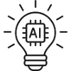 KI-Innovation Glühbirnen-Linien-Symbol