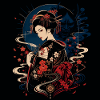 Geisha mit Blumenfächer