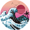 Retro Sunset Wave mit Palme