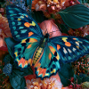 Bunter Schmetterling auf Blumen