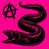 Anarchischer schwarzer Aal auf Neonpink