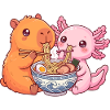 Axolotl, Capybara, Kawaii, Ramen