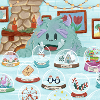 Flauschiges Wintermonster mit Schneekugel-Sammlung