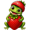 Frosch Erdbeere Süßer Sommer Cartoon