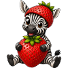 Zebra Erdbeere Süßer Sommer Cartoon
