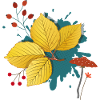 Herbstlaub  mit Pilz