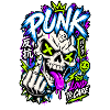 Neon Punk Schädel Grafik