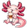 Süßes Axolotl mit Latte Macchiato
