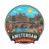 Amsterdam Niederländische Kanalhäuser Reiseabzeichen