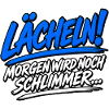 Lächeln! Blaues Pinsel-Statement